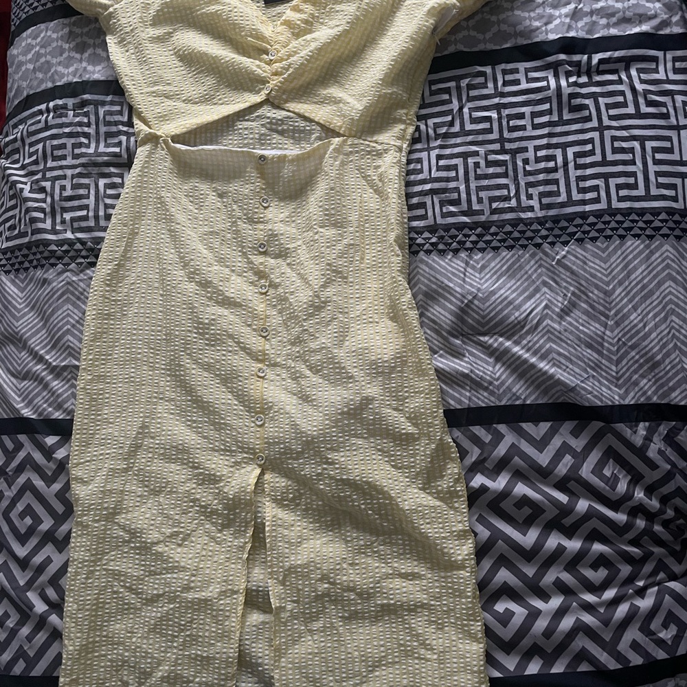 Forever 21 yellow plaid summer midi dress